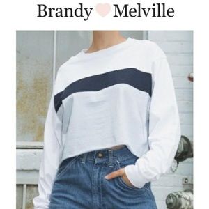 John Galt brand melville navy stripe white sweatshirt